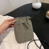 Bolso para teléfono móvil de estilo minimalista para mujer, estilo japonés y coreano, ligero, de lona con cordón, pequeño bolso bandolera para hombro y monedero que combina con todo.
