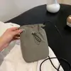 Bolsa minimalista para teléfono móvil para mujer, estilo japonés y coreano, bolsa pequeña de lona ligera con cordón, monederos versátiles mini bandolera para monedas