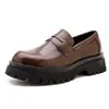 Mocasines gruesos sin cordones para hombre de talla grande transfronterizos, nuevos zapatos casuales de cuero de moda estilo británico para todas las estaciones