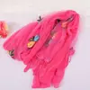 Bufanda Larga de Seda Bordada con Rosa Dorada para Mujer, Chal de Hilo de Belleza de Doble Capa, Encaje, Bufanda Versátil para Primavera, Otoño e Invierno