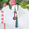 Colgante para Coche de Arena Púrpura Dorada de Alto Contenido, Colgante de Loto de Cinabrio, Joyería con Colgante de Cinabrio, Colgante para Bolso del Año del Zodiaco al por Mayor
