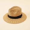 Sombrero de paja de color liso con diseño de encaje calado, estilo europeo y americano, nuevo para primavera y verano, protección solar, transfronterizo