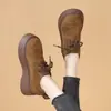 Mocassins para Mulheres 2025 Outono Novo Veludo Fosco Sapatos de Solado Grosso Bico Redondo Plataforma Boken Shoes de Solado Grosso para Mulheres