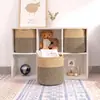 Cesta de Armazenamento Trançada com Corda de Algodão, Cesto de Roupas Sujas, Cesto de Armazenamento Doméstico para Roupas e Brinquedos com Alça, Balde de Armazenamento, Cesto de Roupas Sujas de Corda de Algodão