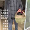 Cesta de Bambú Tejida a Mano Retro para el Hogar con Tapa, Cesta de Bambú Tejida para Verduras, Cesta de Compras, Cesta de Almacenamiento, Estilo Fruta