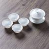 Juego de tetera de porcelana blanca pura con tapa y tazón para taza de Sancai, juego completo de tetera de cerámica Chaoshan Kung Fu
