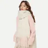 Bufanda de Color Sólido Chal de Imitación Cachemir Bufanda de Invierno para Mujer Otoño e Invierno Estilo Coreano Bufanda Blanca de Mohair