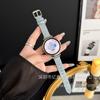 Correa de Reloj de Cuero Genuino con Patrón de Bambú Adecuada para Apple S10 S11 Huawei Gt6 18 20 22mm Pulsera Samsung