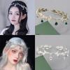 Reina Barroca retro abierta ajustable Corona hoja tocado aleación colgante de diamante corona diadema de elfo