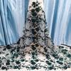 Tecido de renda bordado com lantejoulas tecido de renda africana flor de malha tridimensional vestido de jantar à vista