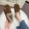 7T Zapatos de Invierno Cálidos Retro Talla Grande para Mujer Mocasines de Forro sin Cordones Zapatos de Algodón para Exteriores Mocasines Peludos