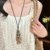 Collar Tejido de Flores Estilo Vacaciones en la Playa para Mujer, Colgante de Cuello con Diseño de Nicho, Accesorio Decorativo Retro Bohemio