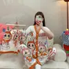 Kimono Nuevo Estilo al por Mayor Labubu Conjunto de Tres Piezas Pijamas Populares para Mujer Verano Comercio Exterior Transfronterizo Sudeste Asiático Ropa de Casa