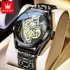 Reloj de Cuarzo Oulisi Modelo Nuevo para Hombre con Correa de Acero, Completamente Calado, Mecánico Falso, Resistente al Agua