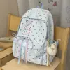 Mochila de Ponto de Bolinha de Alto Valor para Aluna de Ensino Fundamental para Meninas Laço Grande Capacidade Ins Nicho Campus Leve Mochila de Ombro Duplo