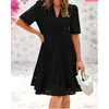 Vestido Longo Novo Estilo Europeu e Americano Transfronteiriço Feminino Verão 2025 Popular na Amazon Aliexpress Decote V Manga Curta Recorte