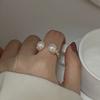 Anillo de apertura de piedra natural para niña, diseño retro elegante de nicho, dedo índice, celebridad de Internet, personalidad de moda, anillo de novia