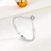 Estilo Ins Joia Simples de Nicho Anel Aberto de Diamante Único em Prata Esterlina S925 Anel Pequeno de Diamante Elegante da Coreia do Sul para Mulheres