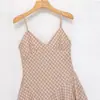 Atacado Fabricante de Roupas Femininas Transfronteiriço 2026 Aliexpress Venda Quente Moda Xadrez Renda Vestido Curto