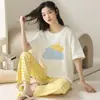 Pijama de Pantalón Corto 100% Algodón Puro para Mujer Verano Nuevo Delgado de Algodón Conjunto Casual y Cómodo para Casa Se Puede Usar Afuera
