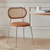 Silla tejida de mimbre sintético usada estilo chairins silla simple para casa de huéspedes apartamento pequeño silla de comedor silla de balcón respaldo asiento