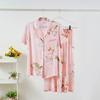 Pijamas nuevos de primavera y verano para mujer de algodón seda de dos piezas estampado nude cárdigan manga corta pijamas ropa para el hogar para mujer al por mayor