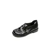 Mocasines Retro de Punta Redonda con Adorno de Perlas Antideslizantes para Mujer con Tacón Grueso y Bajo de 2.5 cm, Piel de Vaca Suave, Slip-On, Zapatos Pequeños de Cuero
