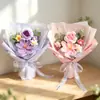 Ramo de tulipanes de hilo tejido transfronterizo producto terminado, flores artificiales tejidas a mano tipo rosa, regalo para el Día del Maestro
