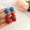Pendientes de Color Contrastante Estilo Retro Hong Kong, Pendientes Geométricos Exagerados de Gota de Agua, Moda de Nicho, Elegantes, Pendientes de Tendencia para Vacaciones