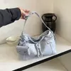 Bolso tipo tote de cuero suave con cordón estilo coreano para mujer, verano 2026, gran capacidad, simple y elegante, sensación de alta gama, bolso de hombro y cruzado