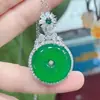 Colgante Hebilla de Seguridad de Calcedonia Blanco Hielo Incrustada Plateada Collar con Hebilla de Seguridad de Ágata Rosa Jade Suministro en Vivo