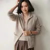 Cárdigan de Punto de Cachemira para Otoño e Invierno 2025 para Mujer, Suéter Holgado de Manga Larga con Cremallera, Chaqueta Gruesa, Casual, Más Fácil de Combinar con la Parte Superior