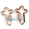 Acessórios de joias DIY cobre puro micro cravejado zircônia luxo parafuso pode abrir e fechar fivela de pulseira e colar