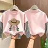 Top de algodón puro para niña, nuevo estilo otoño 2026, camiseta interior para niños, camiseta de manga larga para primavera y otoño con diseño de imitación de dos piezas
