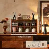 Prateleira de armazenamento de mesa em madeira maciça, organizador de xícaras de café, suporte para conjunto de chá e copos de água, prateleira de exibição para mesa de jantar, porta-copos, estante de mesa