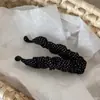 Presilha Banana Plissada Xadrez Estilo Coreano para Rabo de Cavalo Alto Tamanho Grande para Cabelos Grossos Grampo Vertical Pente de Cabelo para Nuca Feminina