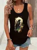 Camiseta sin mangas estampada de nuevo estilo transfronteriza europea y americana, varios estilos, la camiseta casual estampada más vendida de Amazon para mujer