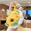 Coisas Boas Acontecem Celebridade da Internet Tricotado Pingente de Chave Tricotado Lã Bolsa Pendurada Chaveiro Mochila Escolar Feminina Fofa e Exquisita