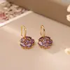Brincos de Gancho Zircônia Roxa Ultra Brilhantes Mais Vendidos, Moda de Alto Padrão, Brincos Exquisitos e Elegantes, Colar Deusa de Luxo Leve