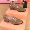 Sapatos Femininos Planos de Salto Grosso 2026 Outono Novo Estilo Bico Quadrado Couro Envernizado Brilhante Moda Versátil Mocassins de Calçar Fácil para Mulheres