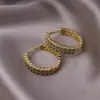 Exquisitos y Compactos Pendientes de Aro de Circonita para Mujer, Pendientes de Diseño de Lujo Ligero y de Gama Alta, Aros Elegantes para Caras Cuadradas y Redondas
