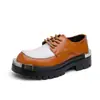 Zapatos de cuero gruesos estilo británico de talla grande para hombre, zapatos derby versátiles casuales de moda, zapatos casuales con cordones para puntera ancha para hombre talla 46