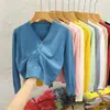 Novo casaco cardigã de tricô liso feminino outono e inverno novo casaco preto de malha blusa de base de manga comprida
