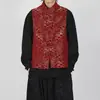 Colete sem mangas estilo chinês retrô com fivela, Roupa Tang para homens, Colete jacquard moderno para primavera e outono com design Hanfu inspirado em Zen