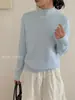 Suéter de Veludo Peça Única Gola Alta Meia para Mulheres, Top Tricô com Caimento Solto Emagrecedor, Novo Suave Aveludado Quente para Outono e Inverno A5154