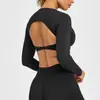 Giro Transfronterizo Ropa de Fitness de Manga Larga para Mujer Correr Deportiva Casual Camiseta de Manga Larga Elástica Top de Yoga