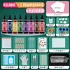 Tela Especial para Pintura Tie-Dye, Kit de Materiales de Manualidades DIY para Niños, Juego de Herramientas para Teñir Toallas Cuadradas de Jardín de Infancia, Escuela Primaria