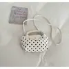 Bolsa de Mão de Bolinhas Primavera/Verão 2026 com Alça de Ombro Larga Removível, Fecho de Botão de Pressão, Bolsa Transversal Estilo Coreano Delicado