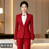Traje profesional de otoño e invierno para mujeres para recepcionistas de hotel, ropa de trabajo de alta gama para camareros de restaurantes chinos y hoteles, rojo