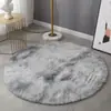 Alfombra de Sala de Estar de Lana de Seda Tie-Dye Dormitorio Sala de Estar Mesa de Centro Silla de Computadora Almohadilla Refrigerante Tocador Vestidor Almohadilla Redonda para Pies